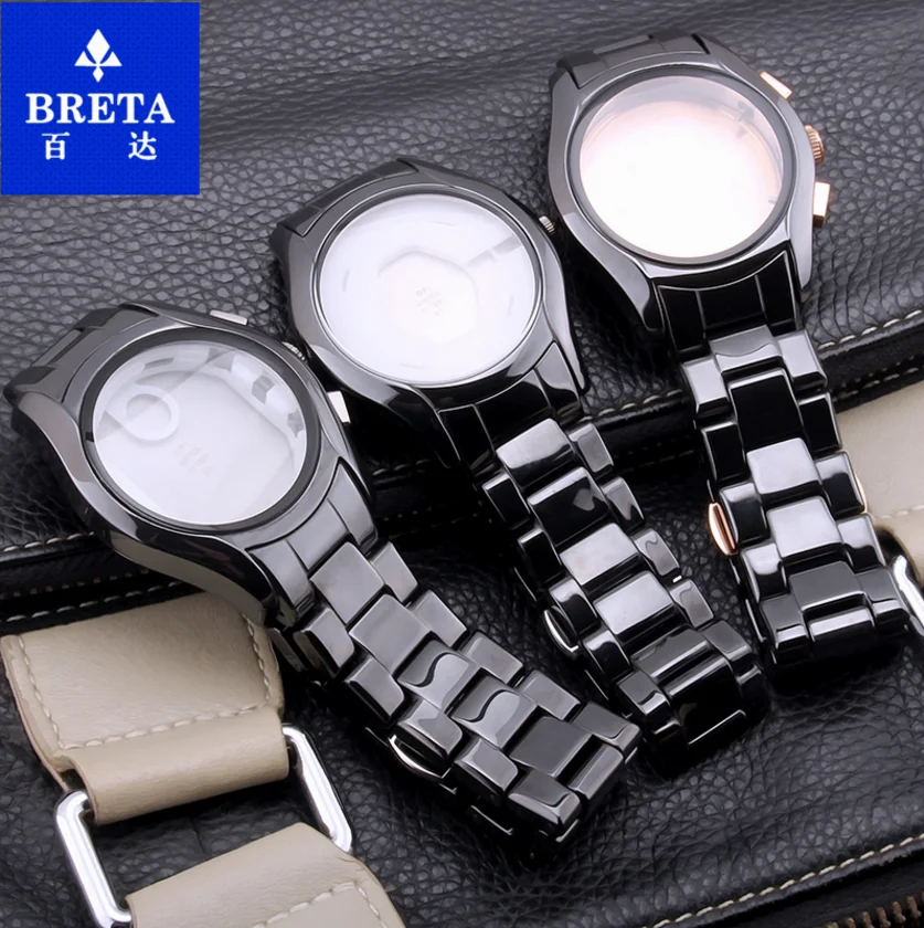 BRETA керамический ремешок для часов и чехол 22 мм для AR1400 1410 1440 черные мужские часы ремешок Бабочка Пряжка