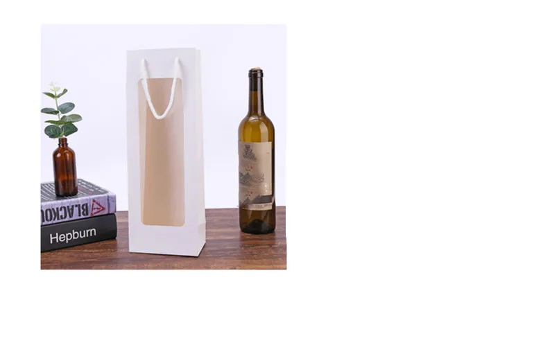 12 шт одиночные красные бутылки вина упаковочные коробки с открытым окном сумка для хранения из крафт-бумаги с ручкой Свадебная вечеринка вино упаковочная коробка