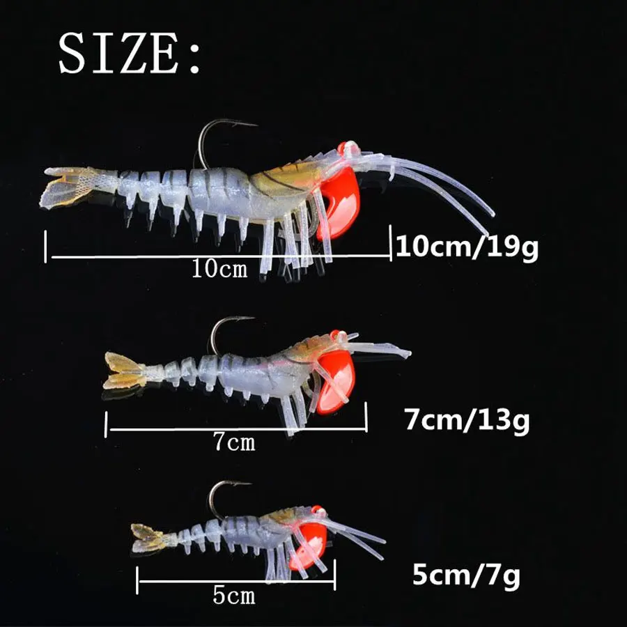 JYJ Soft Shrimp Lures Sea Fishing with Luminous Prawns Soft Bait Perch 7g  12g18g Sea Bass Shrimp bass Bait