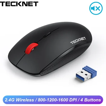 

Tecknet 2.4G Wireless Silent Mouse 4 Buttons 800 1200 1600 DPI Ergonomic Optical Computer Office Mouse For PC Laptop