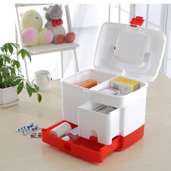 

Household Plastic Medicine Box, Family Multi-Layer Extra Large Medical Storage Box, First Aid Portable Transparent Storage Box