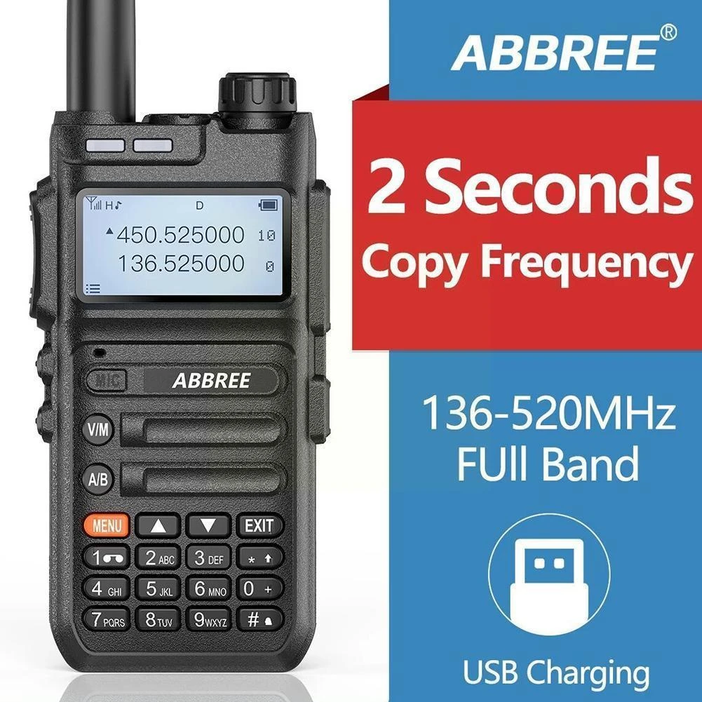 walkie talkie 5km range ABBREE AR-F5 8W Automatic Pairing Frequency Walkie-talkie Handheld Dual Frequency Dual Band136-520MHZ Transceiver Walkie Talkie walkie talkies for adults