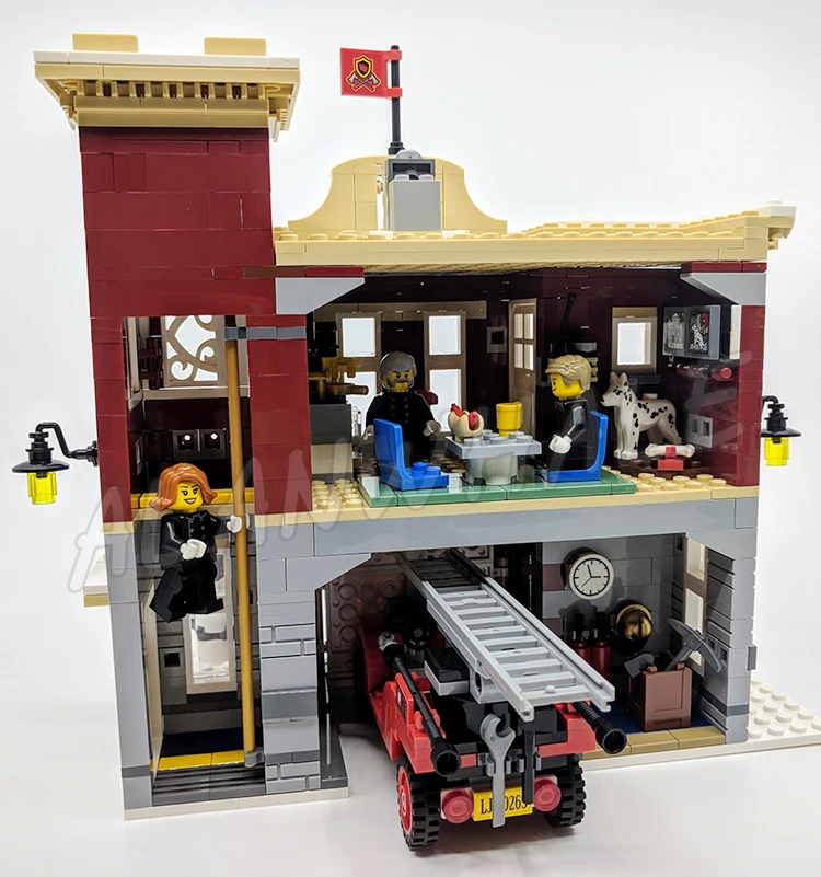 Дешево 1197 шт. новый праздник зимняя деревенская пожарная станция 11041 DIY Модель Строительный комплект блоки подарки конструктор для мальчиков Совме...
