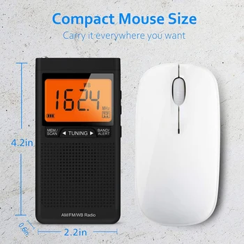 

Portable Auto-Search Battery Emergency Pocket NOAA AM FM Weather Radio Compact
