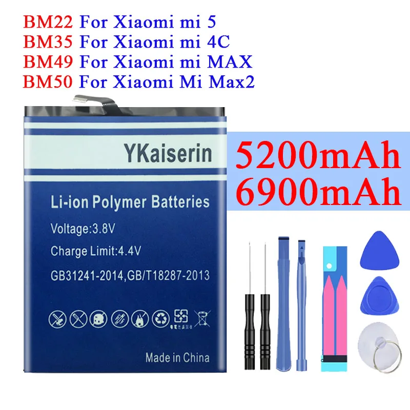 Аккумулятор YKaiserin BM49 BM50 BM22 BM35 для Xiaomi Mi 5 4C Max Mix 2 Max2 Mix2 сменные батареи телефона +