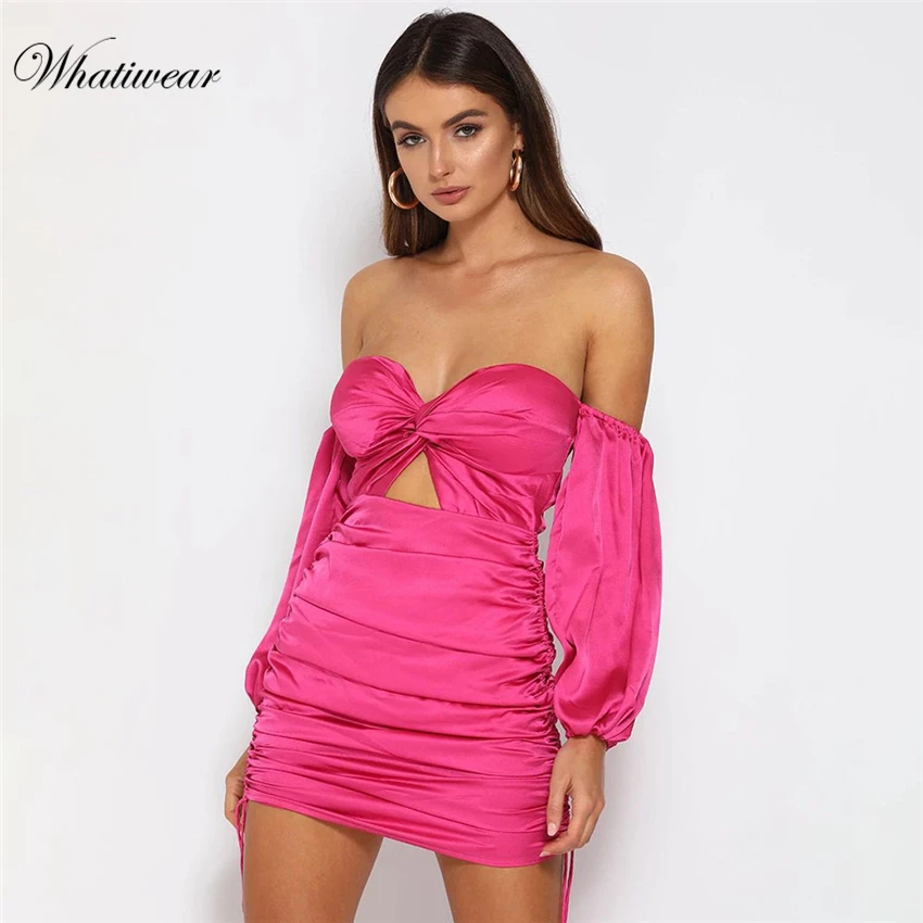 Whatiwear Летнее мини-платье с глубоким v-образным вырезом Вечерние уличные женские платья с открытой спиной и пышными рукавами Vestidos de festa