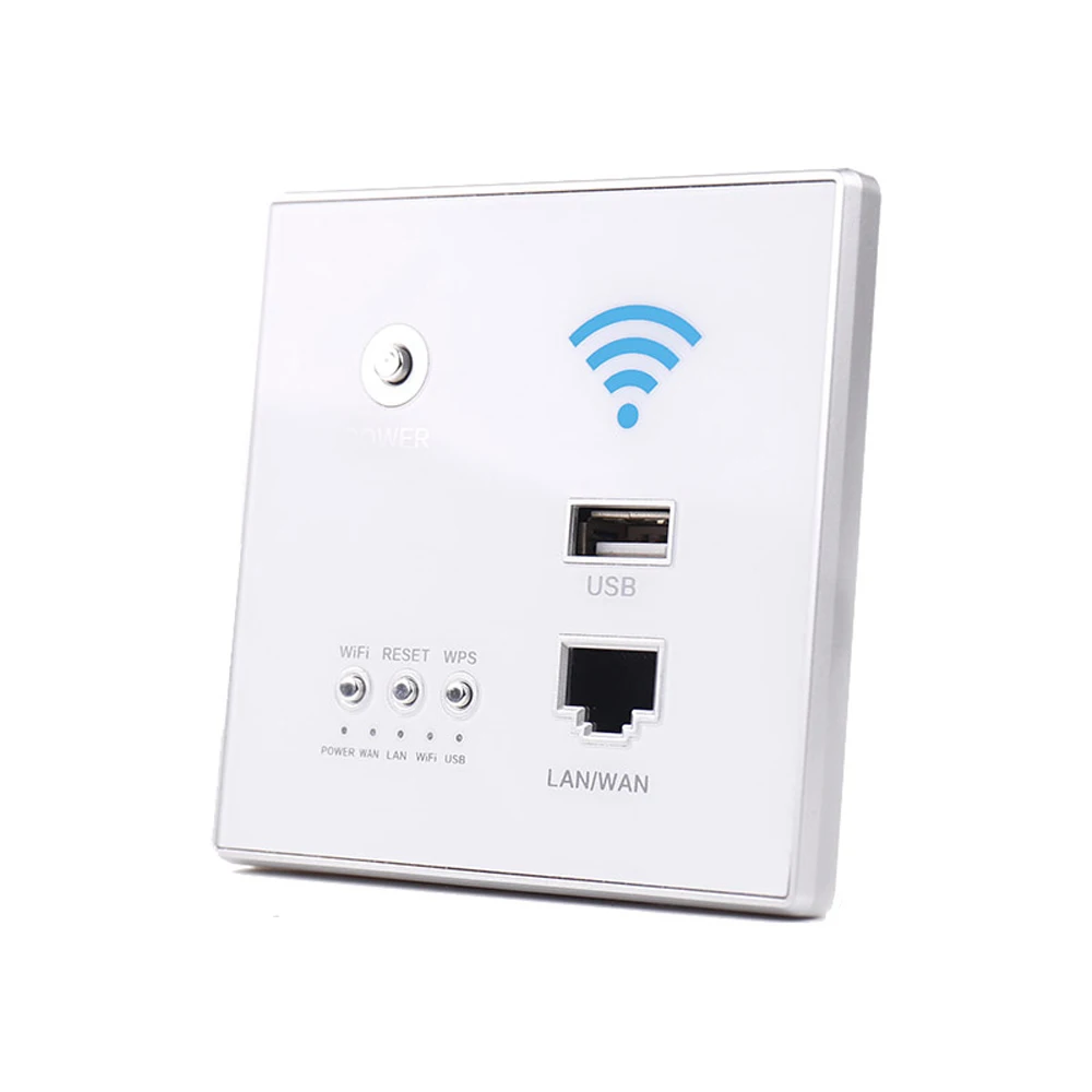

300Mbps 110~250V Power AP Relay Smart Wireless WIFI Repeater Extender Wall Embedded 2.4Ghz Router Panel USB Socket