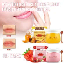 

Repairing Lip Balm Strawberry/Honey Moisturizing Lip Mask with Brush Repair Dryness Peeling Exfoliating Scrub Lip Care