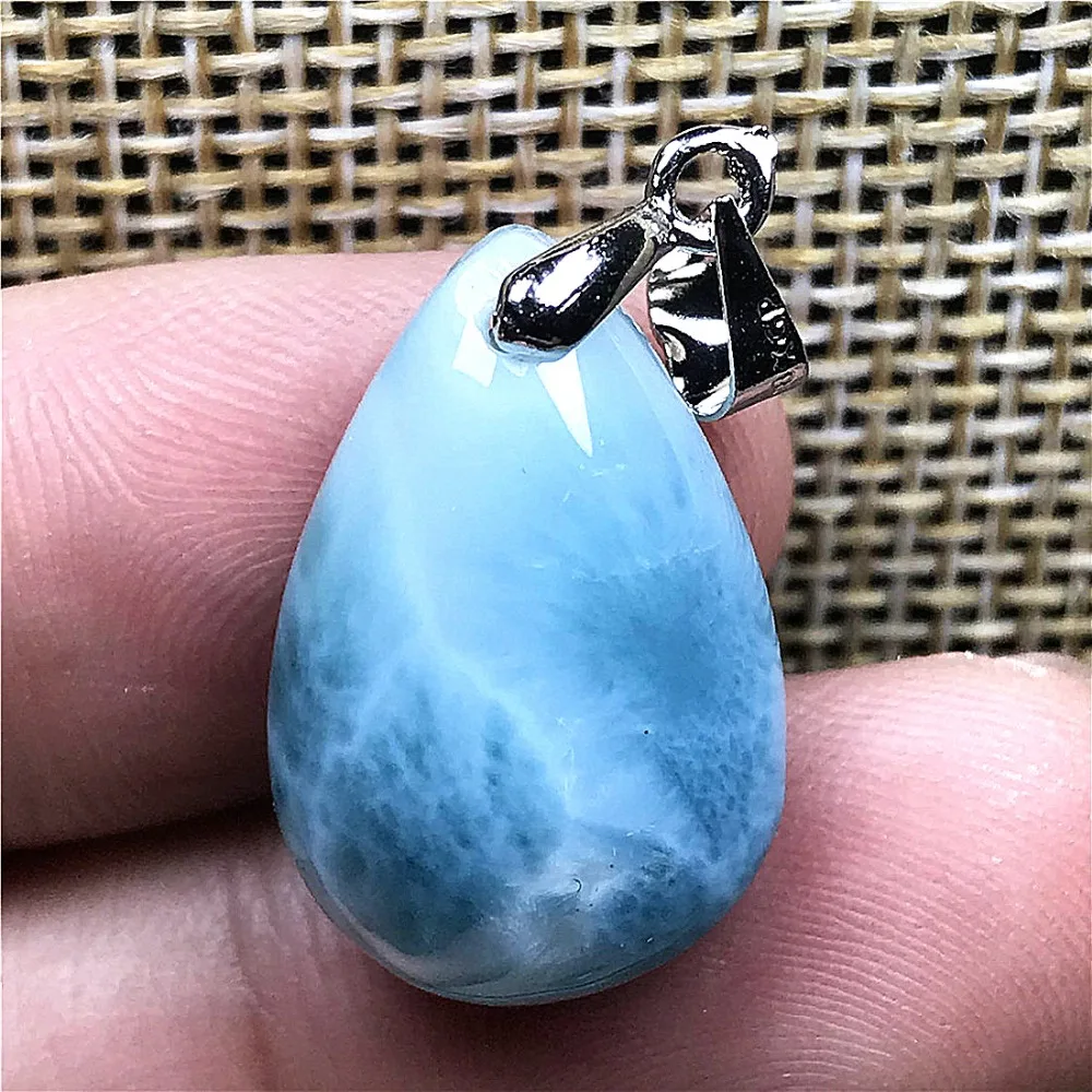 Натуральный Синий Larimar Цепочки и ожерелья подвеска для обувь для мужчин и женщин; 20x13x7 мм бусины Доминика кристально чистой водой узор Лаки Ювелирные изделия с драгоценными камнями