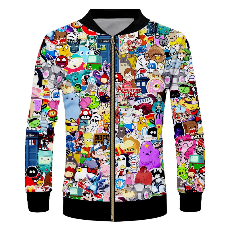 Hot Selling 3D Spring And Autumn Pokémon Cartoon Figure Printed Casual Coat Zipper Jacket Hoodie