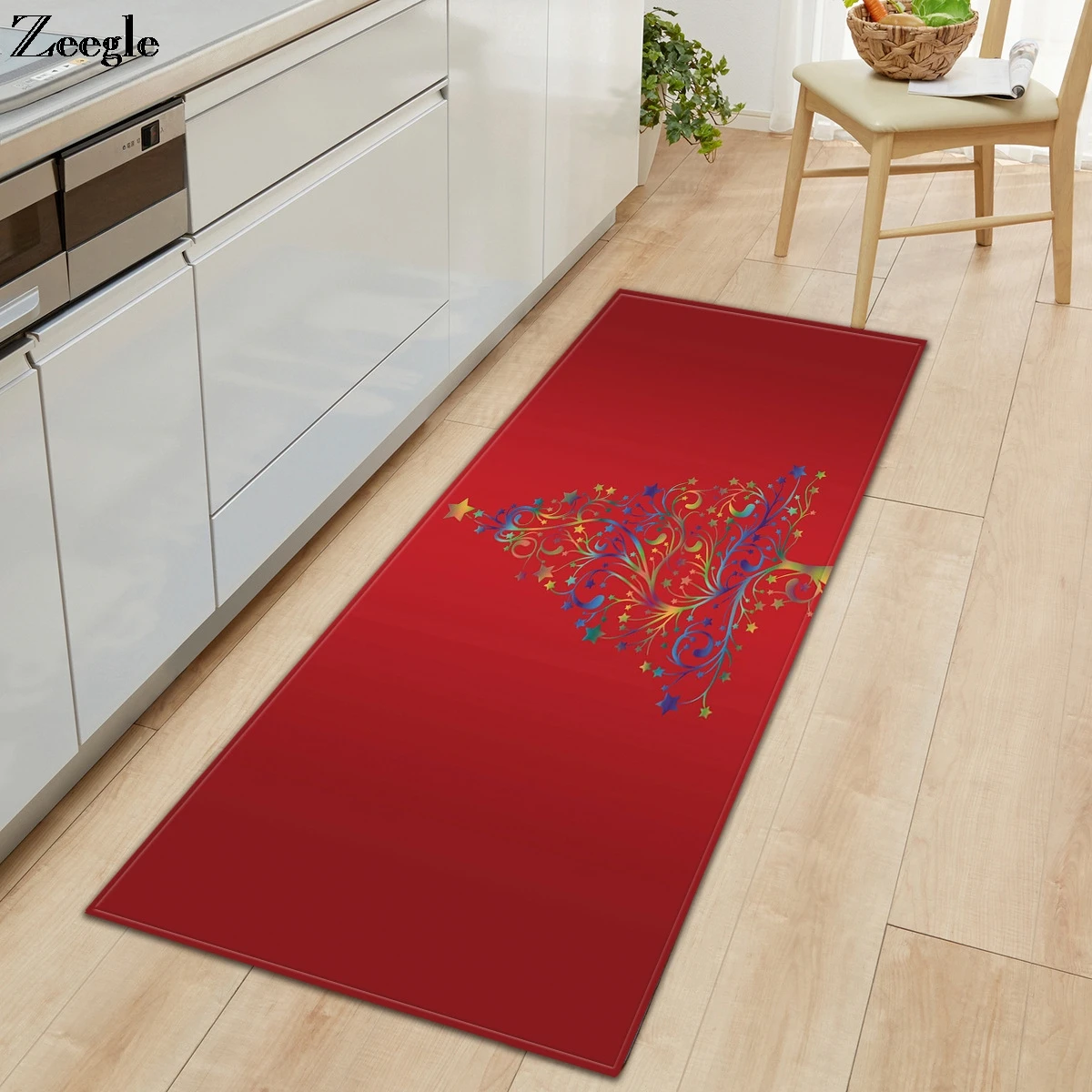 Zeegle Christmas Carpet Hallway Non-slip Rug Bathroom Doormat Shower Mat Absorbent Living Room Floor Rug Washable Bedroom Carpet