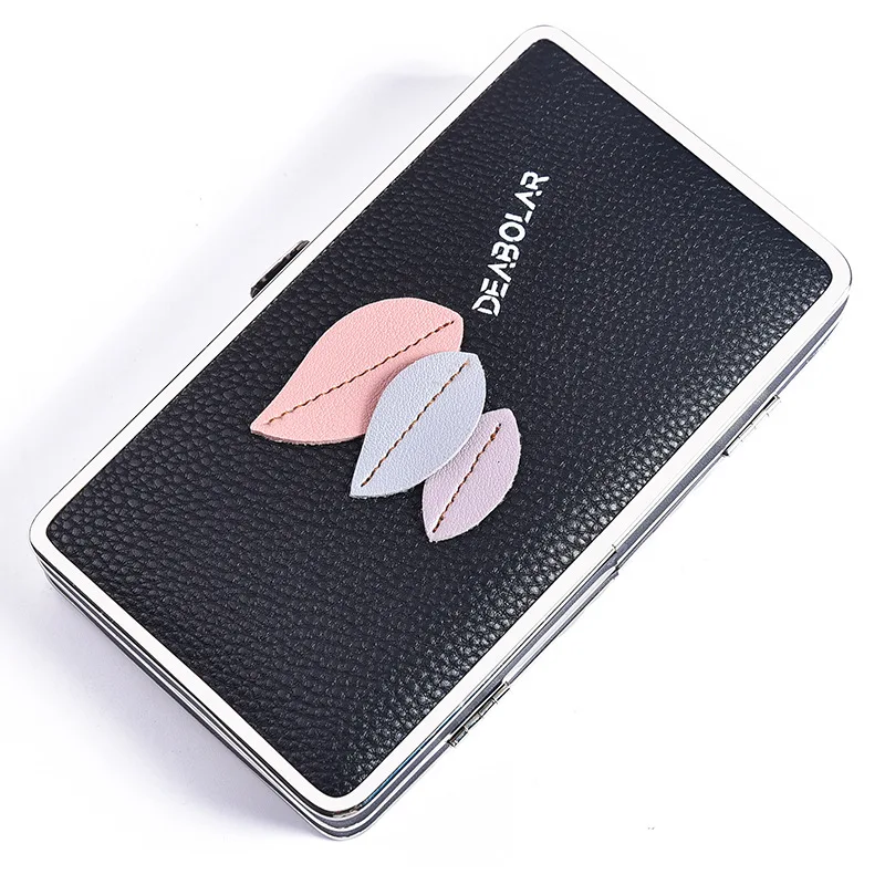 HUGWISER женский длинный кошелек, маленькая Освежающая корейская модная многофункциональная сумочка - Цвет: Черный