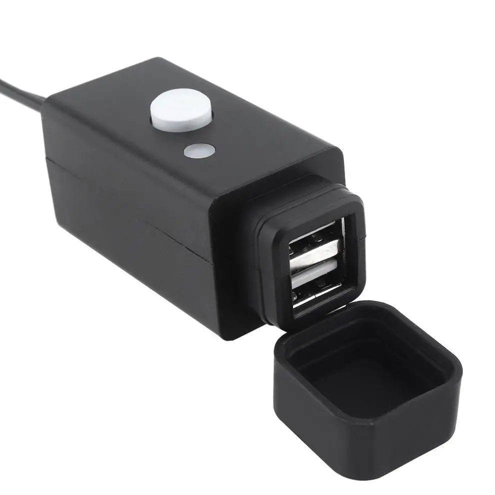Матовое черное 10-24 В DC 5 В 3.1A SAE USB зарядное устройство для мотоцикла ABS водонепроницаемое зарядное устройство для мотоцикла с кнопкой переключения и пылезащитным покрытием