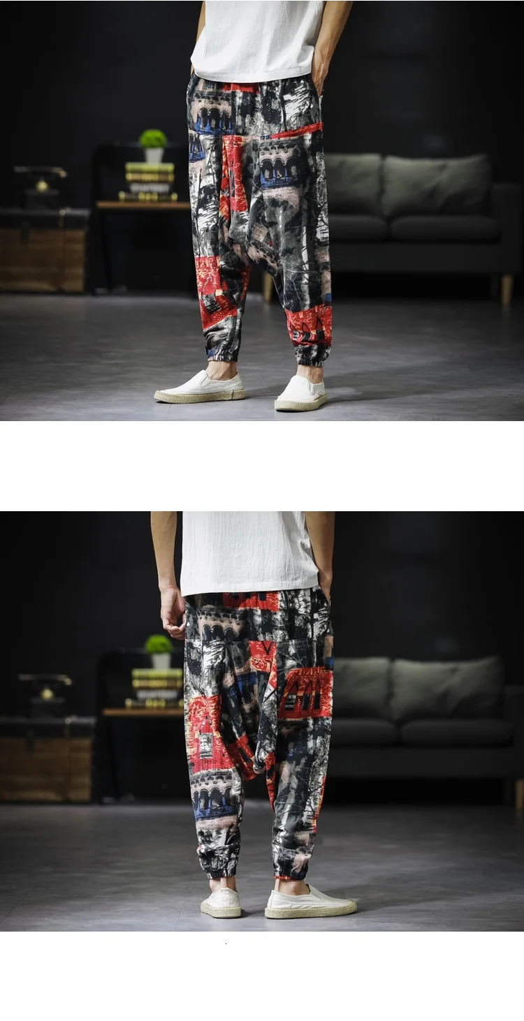 RUIHUO National Style Cross-Pants Men Japanese Streetwear Pants Men Fashion Joggers Men Pants Sweatpants Hip Hop 5XL Autumn