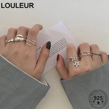

LouLeur Design 925 Sterling Silver Ring Variety Fashion Stacking Rings for Women Adjustable Ring Women Silver 925 Jewelry Charm