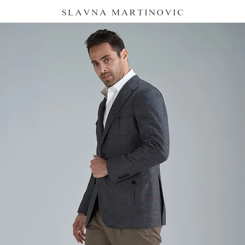 Slavna Martinovic, осень и зима, новинка, Ретро стиль, клетчатое пальто, высокое качество, джентльмен, модный стиль, куртка из чистой шерсти, Мужское пальто