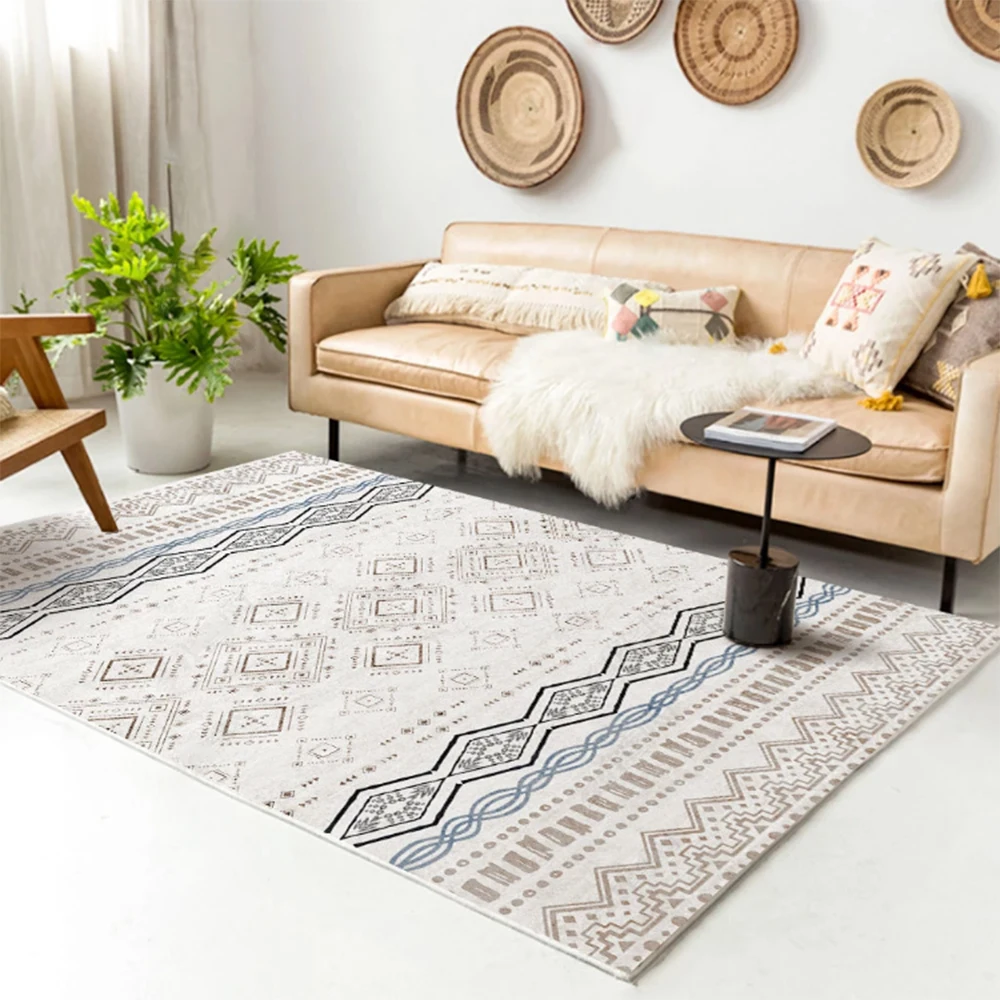 Modern Carpet Printed Flannel Area Rug Simple Style Printed Room Area Rug Floor Carpet For Living Room Bedroom Home Decorative