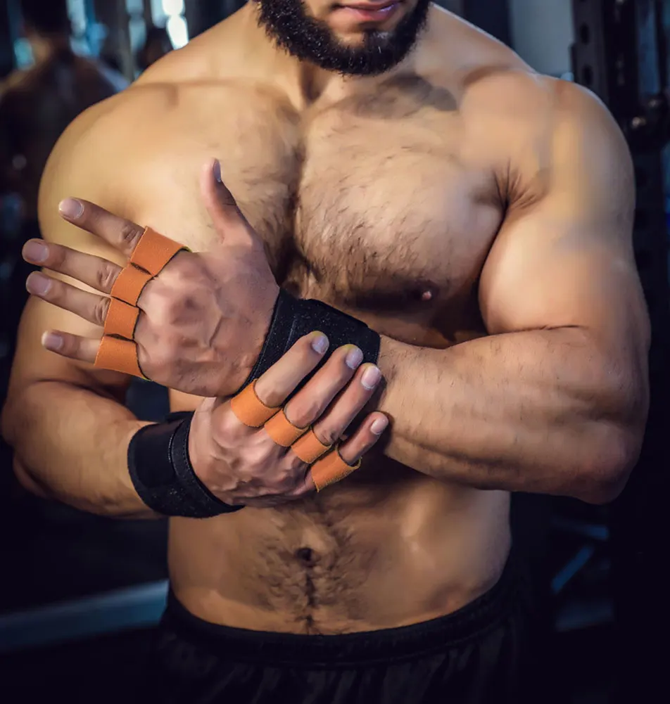  Gym Glove Pad Hand Grips Protection with Wrist Wraps for Fitness Crossfit Gym Workout Weightlifting