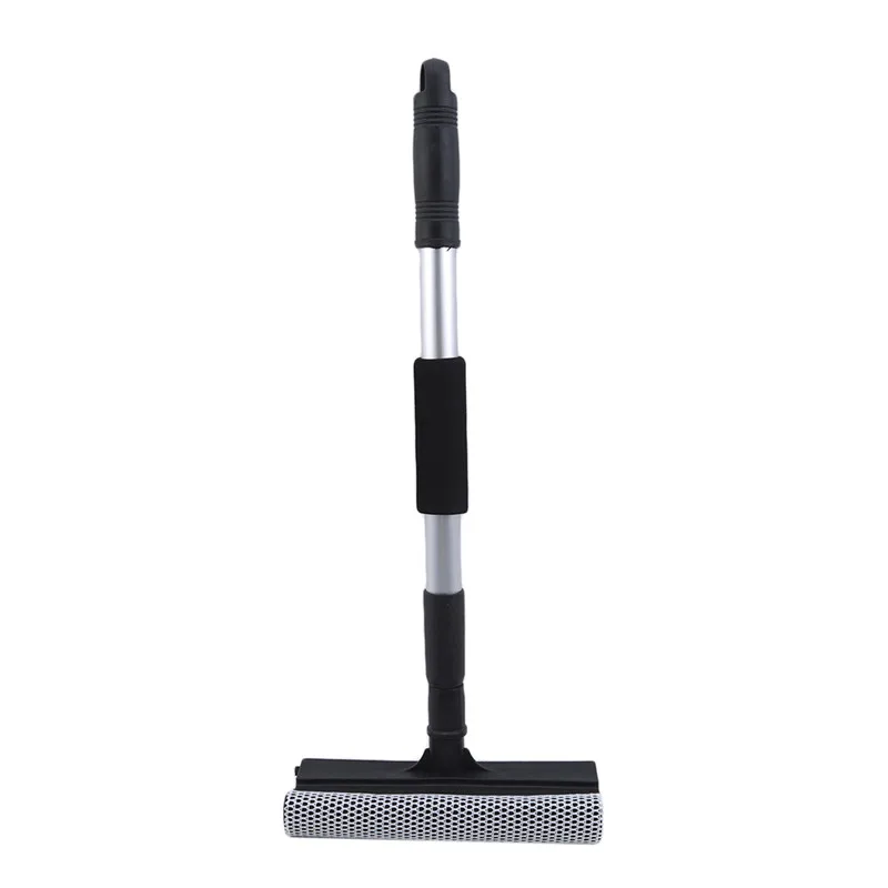 Stainless Steel Retractable Double-side Telescopic Rod Window Cleaner Squeegee Wiper Brush Glass Cleaning Tool