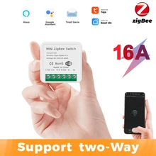 Tuya Zigbee Беспроводной интеллектуальный коммутационный модуль No/с нейтральным 100-240V 2 Way Беспроводной светильник реле совместимый с Alexa Google Home