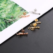 Lateefah, 1 пара, персонализированные серьги с именем на заказ для женщин, Настраиваемые серьги-гвоздики с именной табличкой, подарок, лучший друг