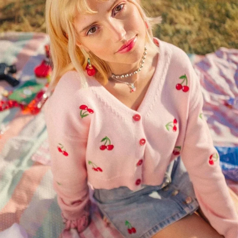 pink cherry cardigan