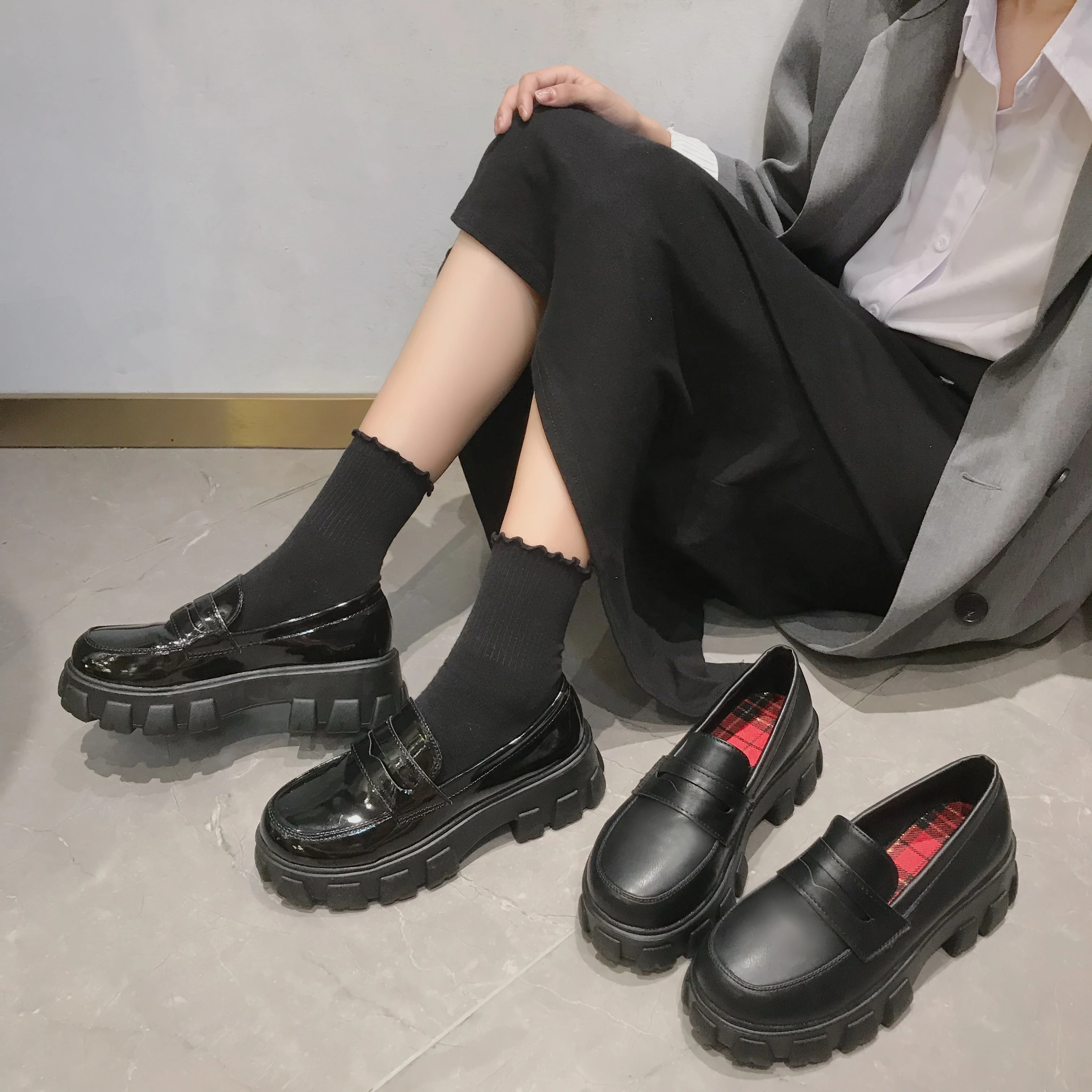 

Women's Sneakers Summer 2019 shoes Womens Shoes Casual Woman Platform New Woman's Heels Thick PU Lace-Up Leisure Autumn Riband
