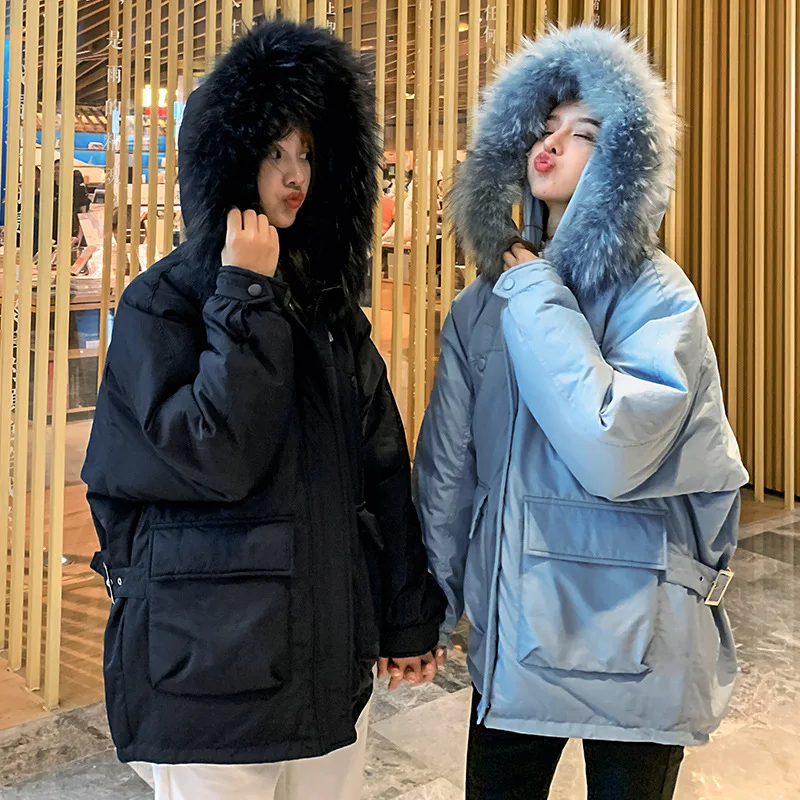 

2019 New Style down Jacket Cotton-padded Clothes Short Students Fashion Pike Large Size Embroidered down Coat Women's