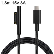 Adaptateur de chargeur d'alimentation USB Type C 15V PD, convertisseur ligne de charge pour Microsoft Surface Pro 7/6/5/4/3/GO/BOOK Laptop 1/2