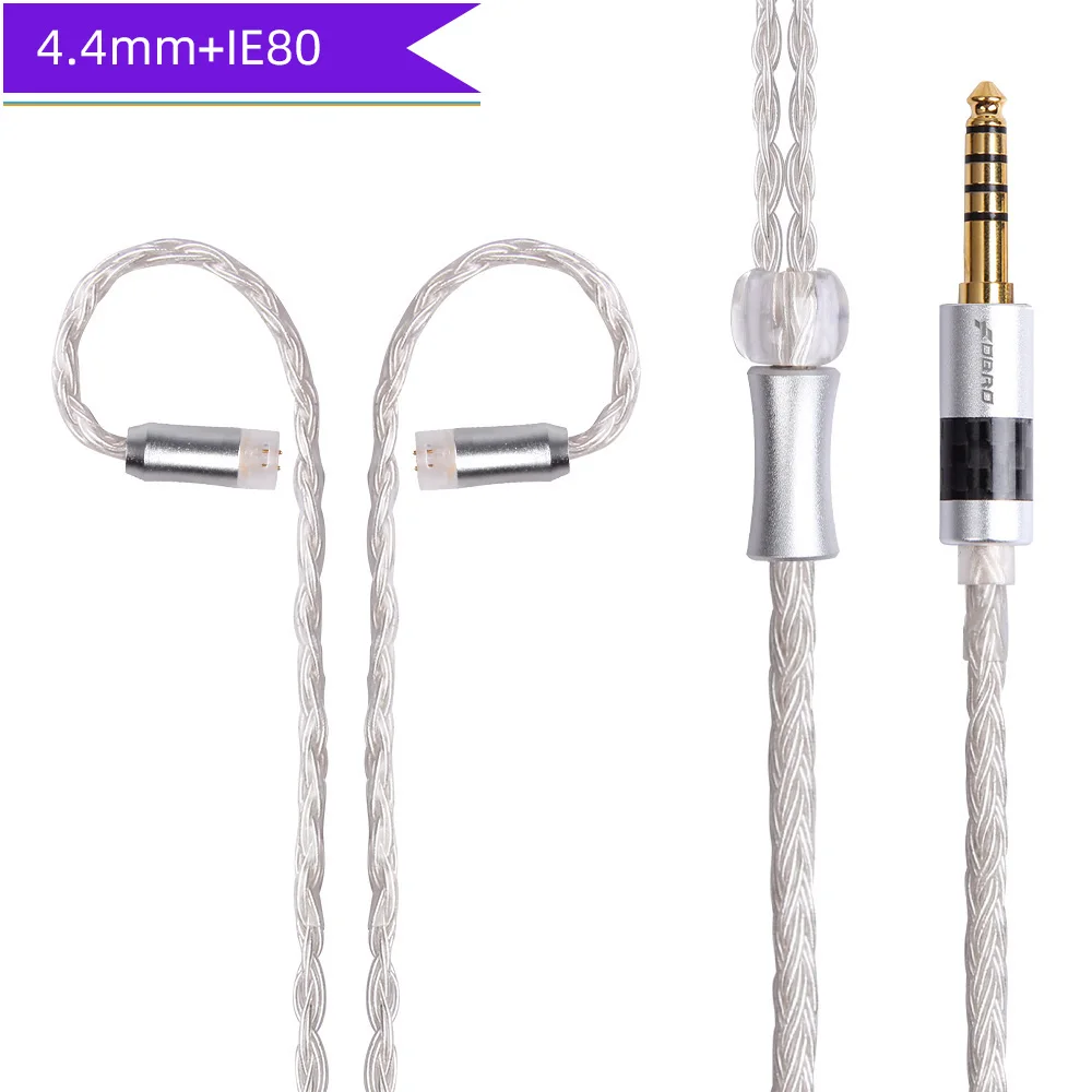 FDBRO IE80 IM 2Pin 0,78 мм A2DC кабель 16 ядер 2,5/3,5/4,4 мм серебро наушники с покрытием Обновите проводные наушники кабель MMCX SE425 SE535 - Цвет: white 4.4mm IE80