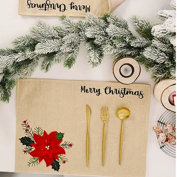 

Christmas Decorations Big Red Flower Placemat Table Mat Tablecloth for Dining Table Kitchen Decoration Accessories Mat