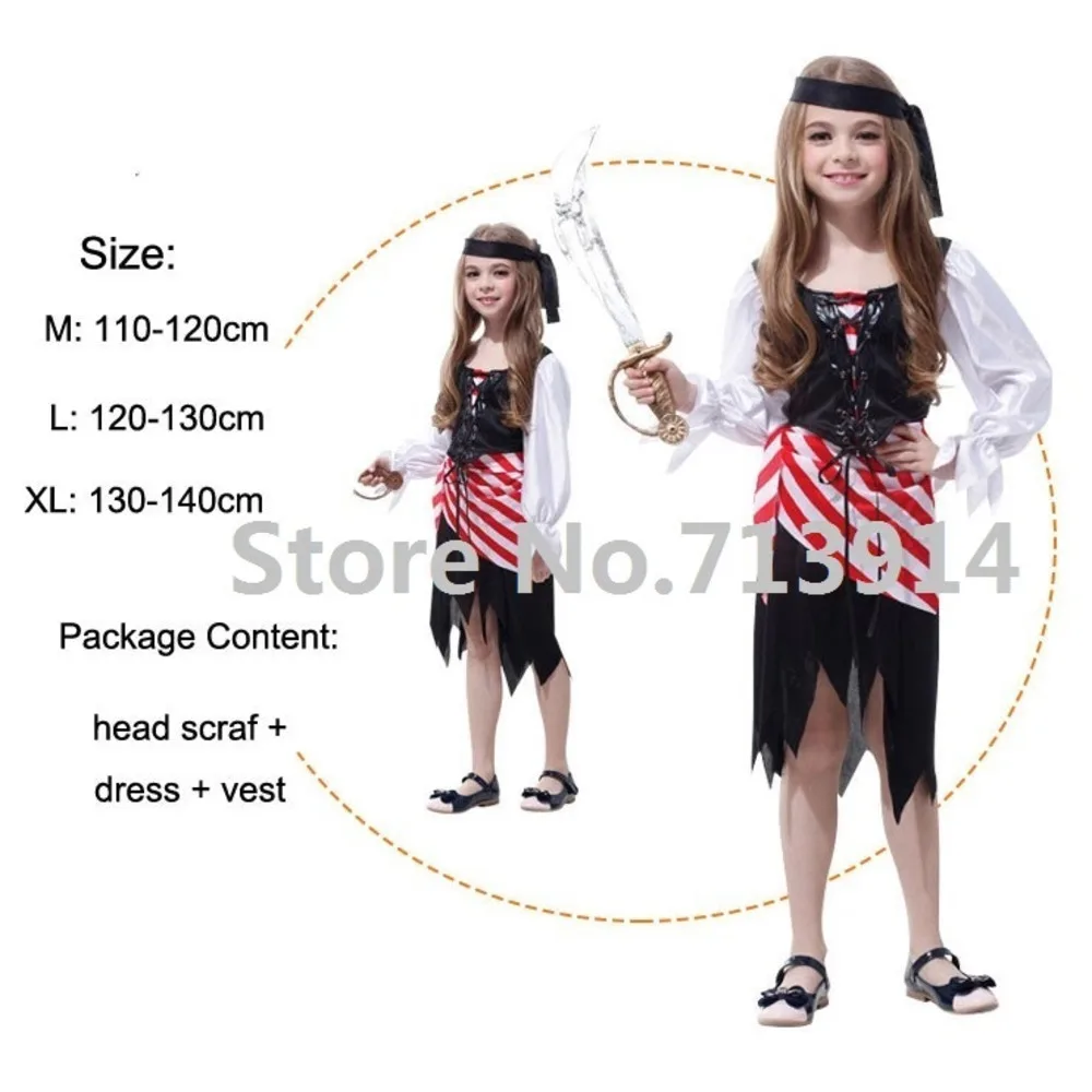 Pirates in the caribbean captain jack sparrow Kids Pirate Clothing Girls Boy Girl Cosplay Halloween Costume kids cosplay costume