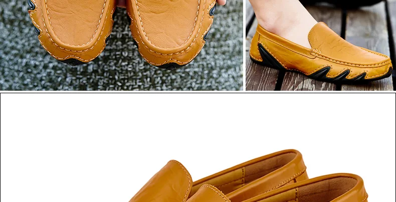 Men Leather Casual Slip On Shoes