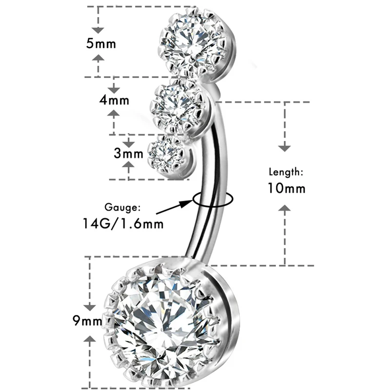 1 шт тела панк пупка присинг для тела Crystal Bell из медицинской стали, для пупка круглая кнопка с украшением в виде кристаллов Сияющие цвет серебристый, Золотой пупка, пирсинг, ювелирные изделия, лидер продаж
