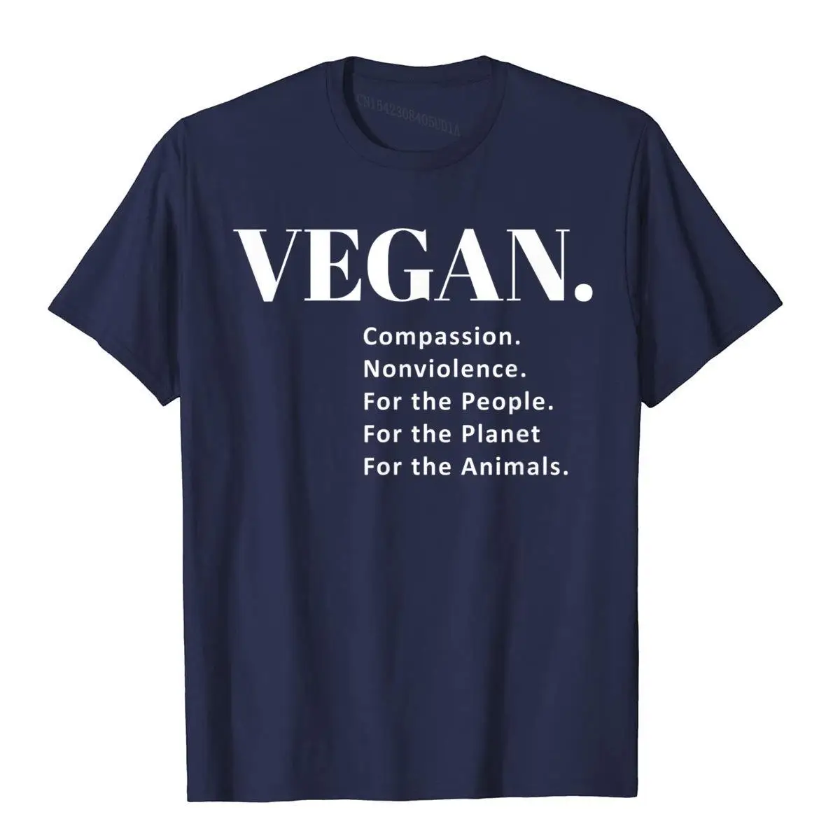 Vegan. Compassion. Nonviolence. For the Animals T Shirt__B12855navy
