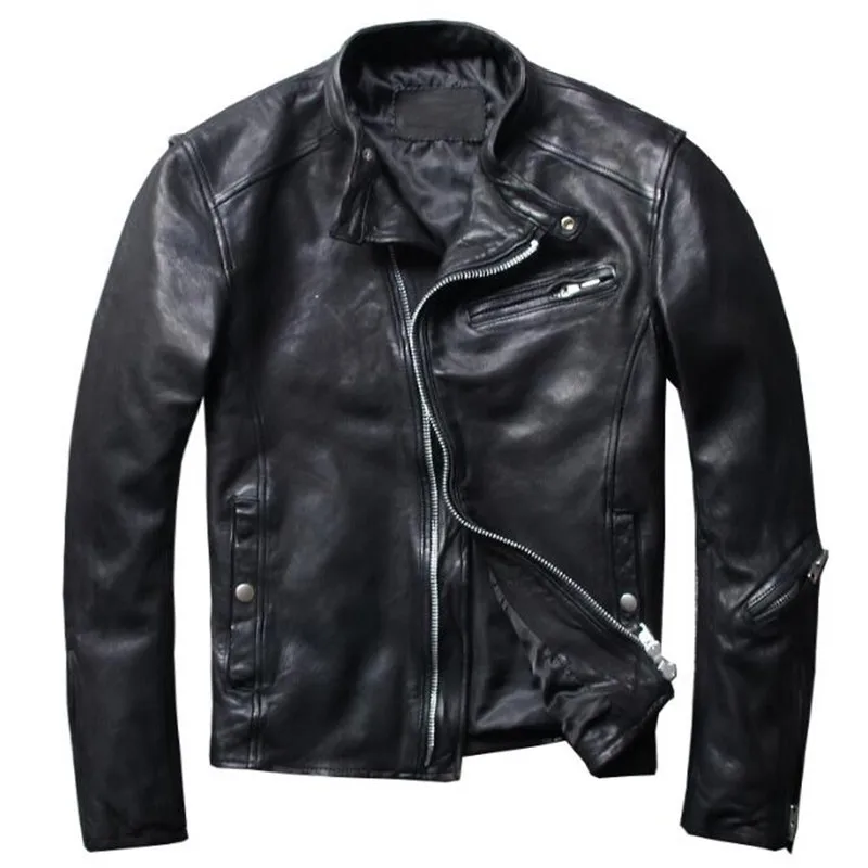 

Real Leather Jacket Men Slim Fit Motorcycle Spring Winter Genuine Leather Jacket Coat Male Suede Vintage Fashion Zipper Clothes