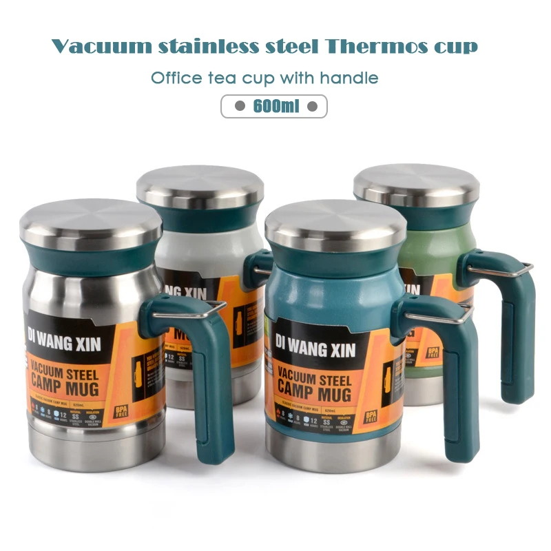 Goedkoop Outdoor roestvrijstalen thermoskan kopje thee filter double layer kantoor water beker met handvat nieuwe camping mok Thermos cup