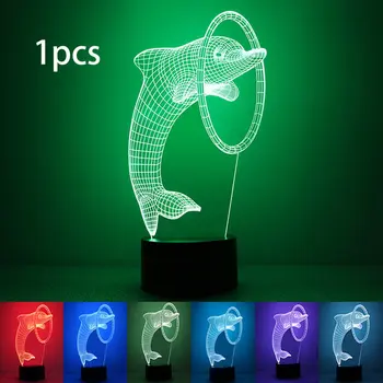 

7 Color 3D Night Light Dolphin Night Light Eye Care LED Light Bedside Night Lamp Home Decoration Birthday Gift