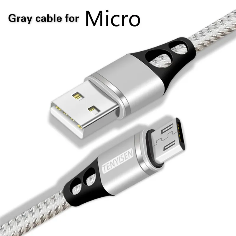 2а 1 м нейлон USB синхронизация данных USB зарядное устройство Тип C/Micro USB/8 контактный кабель для зарядки для iPhone X samsung Galaxy S9 S8 зарядный провод шнур - Цвет: Gray  for  MIcro