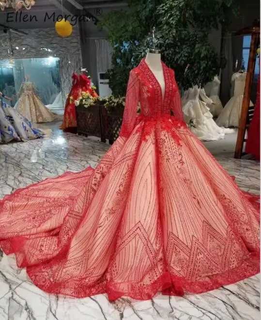 Color as picture Арабский Винтаж одежда с длинным рукавом вечернее платье в тонкую полоску элегантное V образным вырезом 3D цветы бусины на шнуровке со стразами с длинным шлейфом события Бальные платья - Цвет: Color as picture
