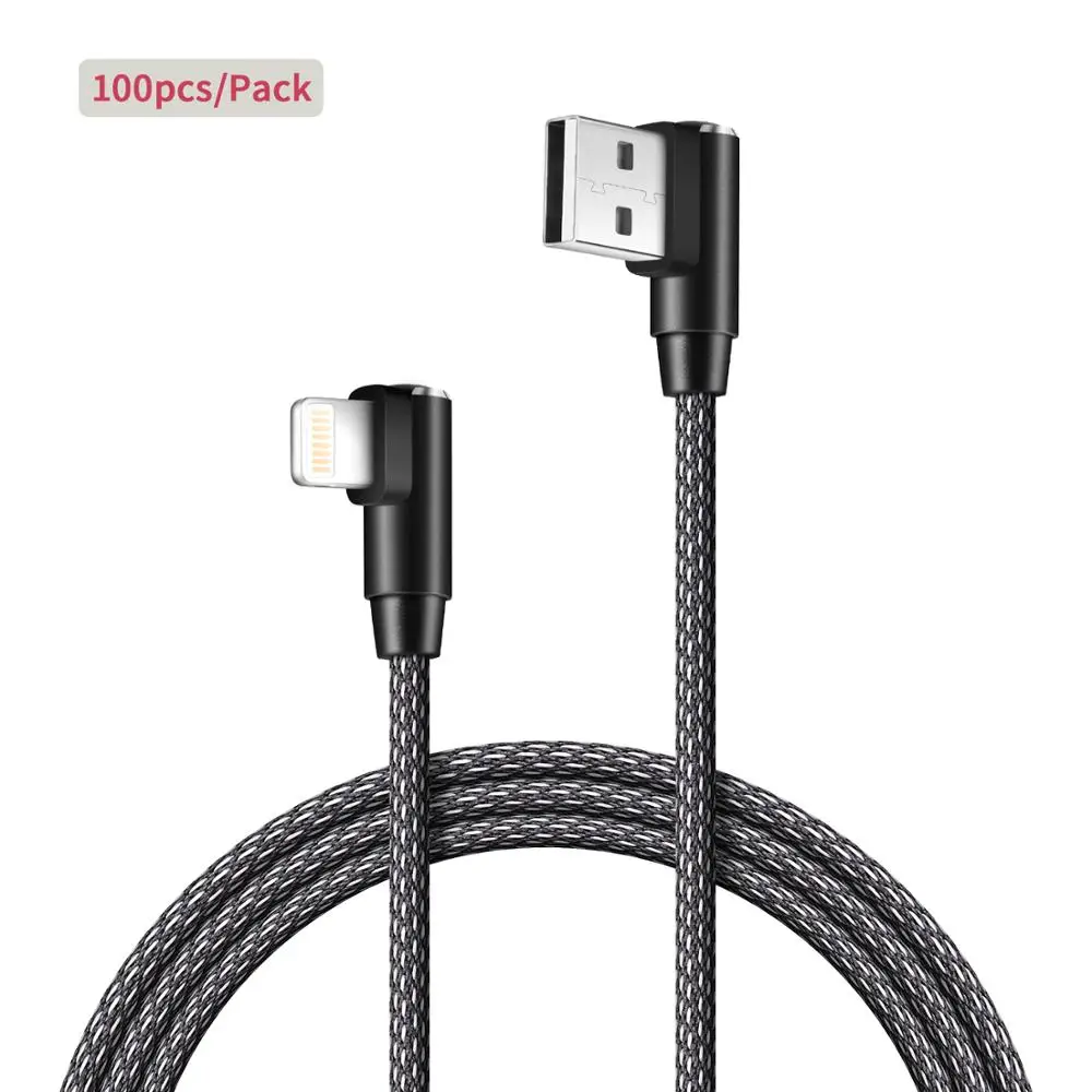 100 шт. usb-кабель для зарядного устройства [сертифицирован Apple MFi] 1 м(3,3 фута) нейлоновый Плетеный usb-кабель для быстрой зарядки для Apple iPhone XS Max XR X 8 7 - Цвет: Черный