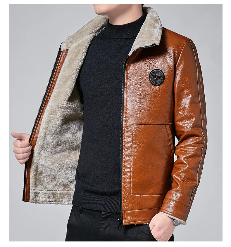 2021 Men Winter New Hot Leather Jackets Autumn and Winter Fur Coat with Fleece Warm Fur Pu Jacket Biker Warm Leather 4XL black leather jacket mens