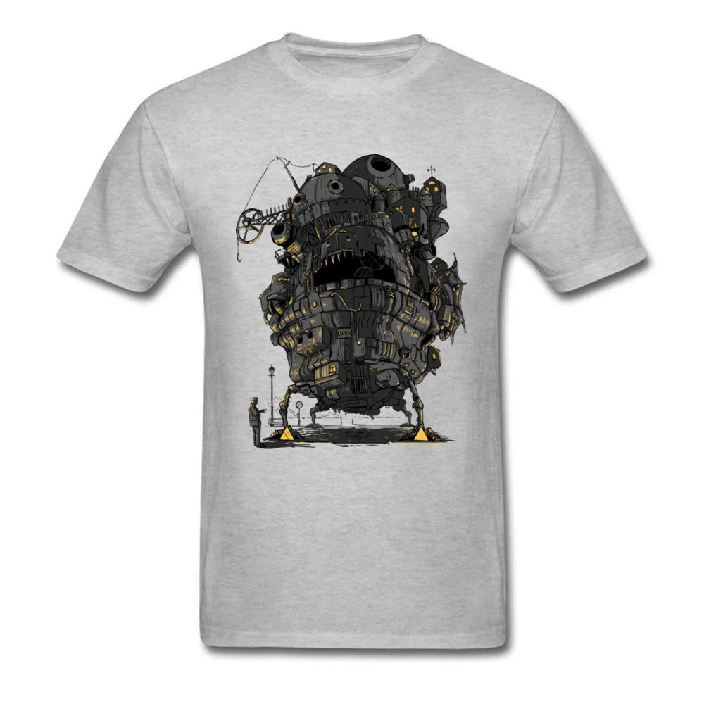 Howls_Clamped_Castle_1384 Tops T Shirt Rife Round Neck Personalized Short Sleeve 100% Cotton Mens T-shirts Cool Top T-shirts Howls_Clamped_Castle_1384 grey