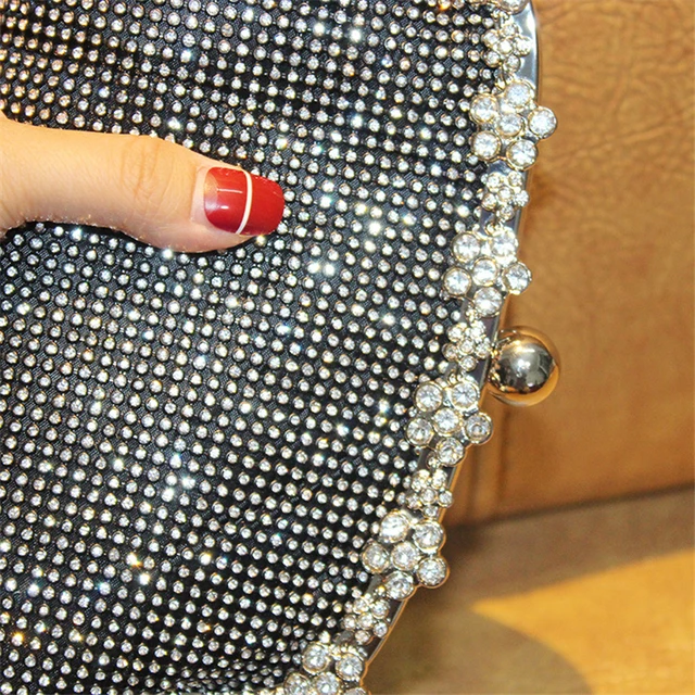 Women's Crystal Clutch Purse and Handbag Silver Diamond Evening Clutch Bag for Wedding Party Small Chain Shoulder Bag ZD2156 5
