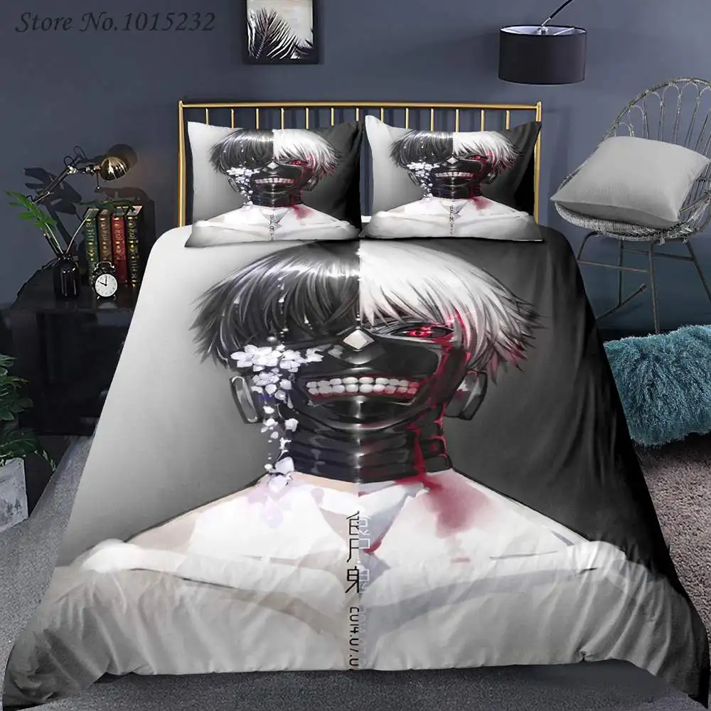 

Anime Tokyo Ghoul 3D Printed Bedding Set Duvet Covers Pillowcases Comforter Bedding Set Bedclothes Bed Linen 04