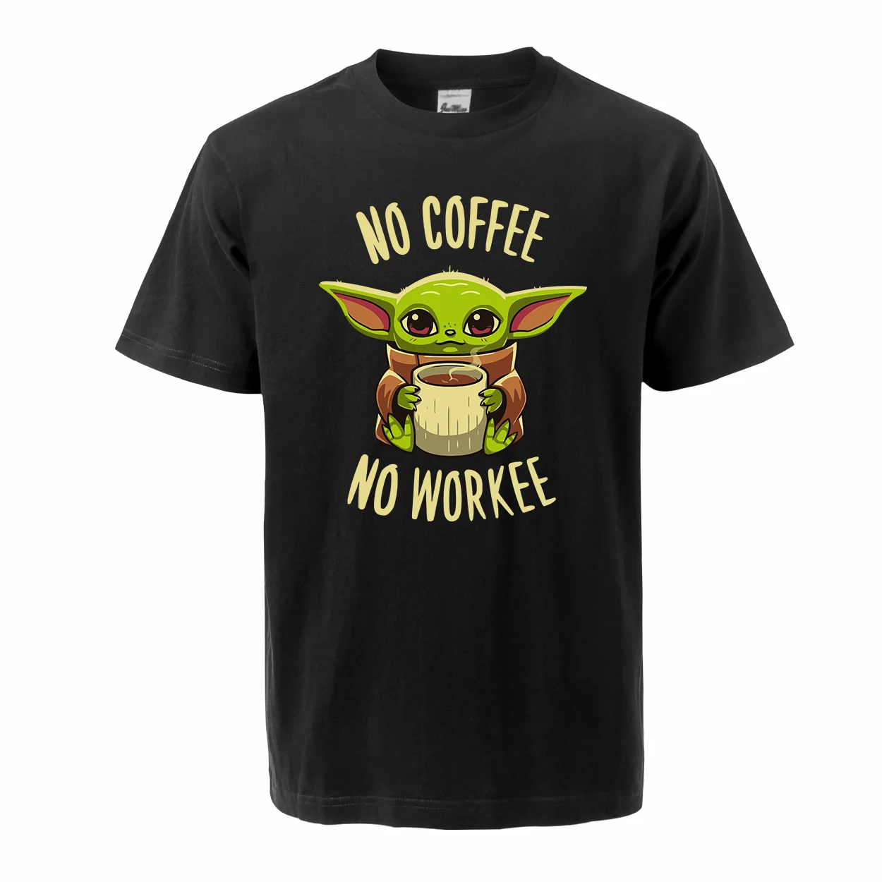 Mandalorian Baby Yoda 3D футболка для мужчин 2020 Лето милый No Coffee Workee с коротким рукавом
