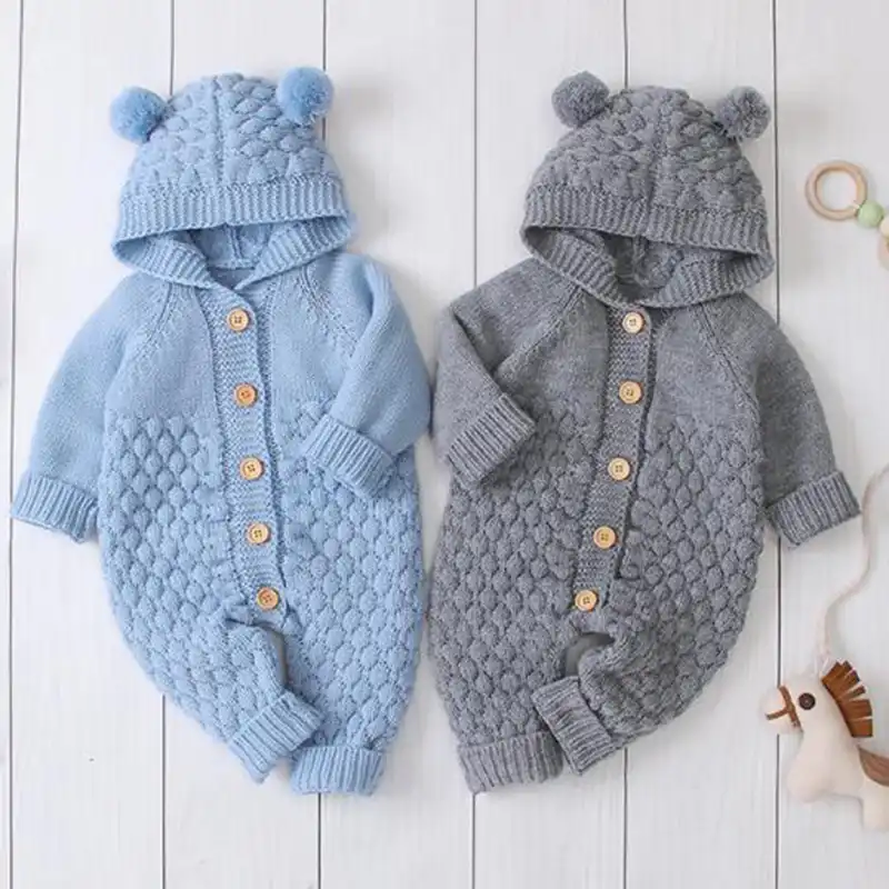 hooded knitted romper
