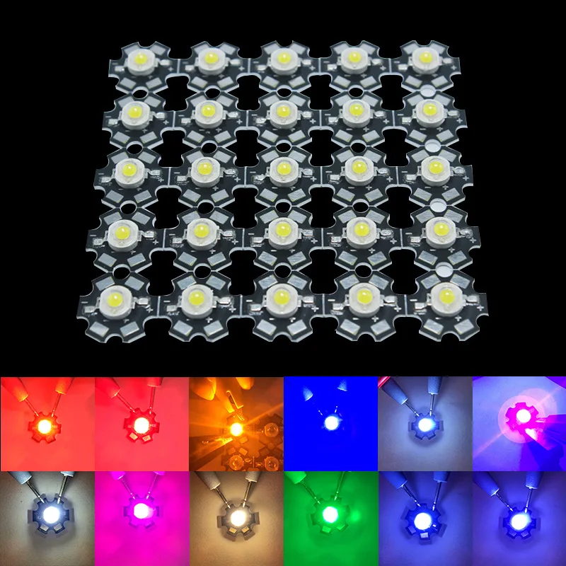 3W high power LED aluminum plate with 20mm PCB full spectrum white Warm White Red Green Blue Yellow color ultraviolet lamp | Лампы и
