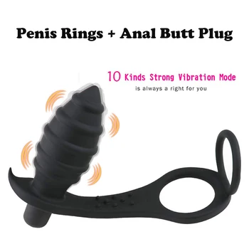 

Butt Plug Dual Rings Design Spiralling Stimulate Prostate Vibrating Massager Personal Health Care Delay Massage Ring Best Choic