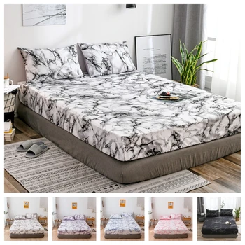 

2/3pcs Sheet Set Mable Lines Printing Bedding Set Soft Bed Set Fitted Sheet Set Pillowcase Twin Full Queen King